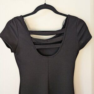 Midi Short Sleeve Black Bodycon Dress Small